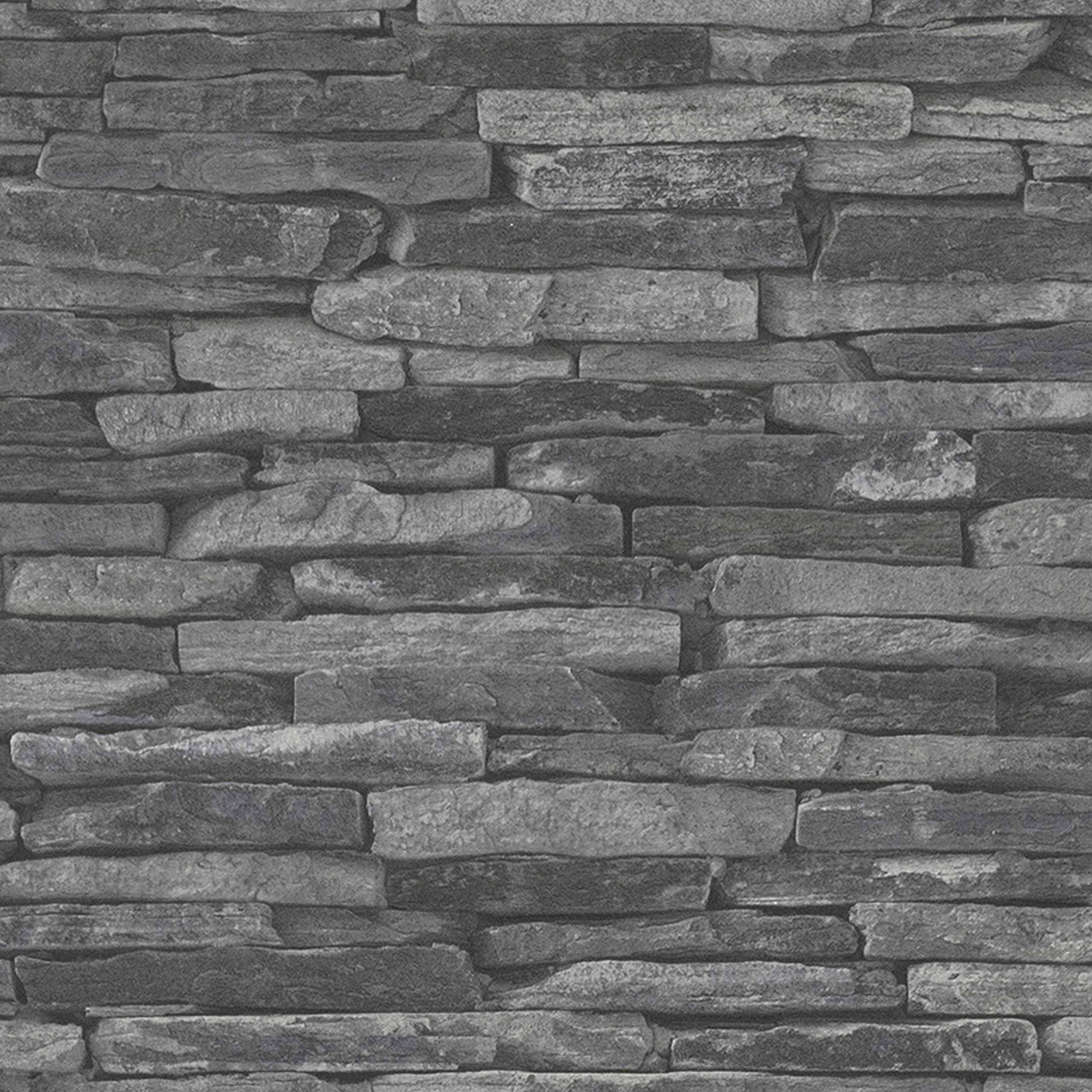 A.S. Creation Madera y Piedra 914224 Papel pintado no tejido Aspecto piedra 0,53 x 10,05 m Gris