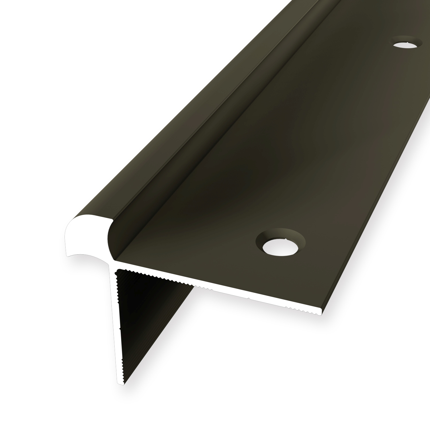 Perfil de borde de escalera 33 x 43 x 2500 mm, perfil angular de aluminio, liso, avellanado, perforado, Küberit