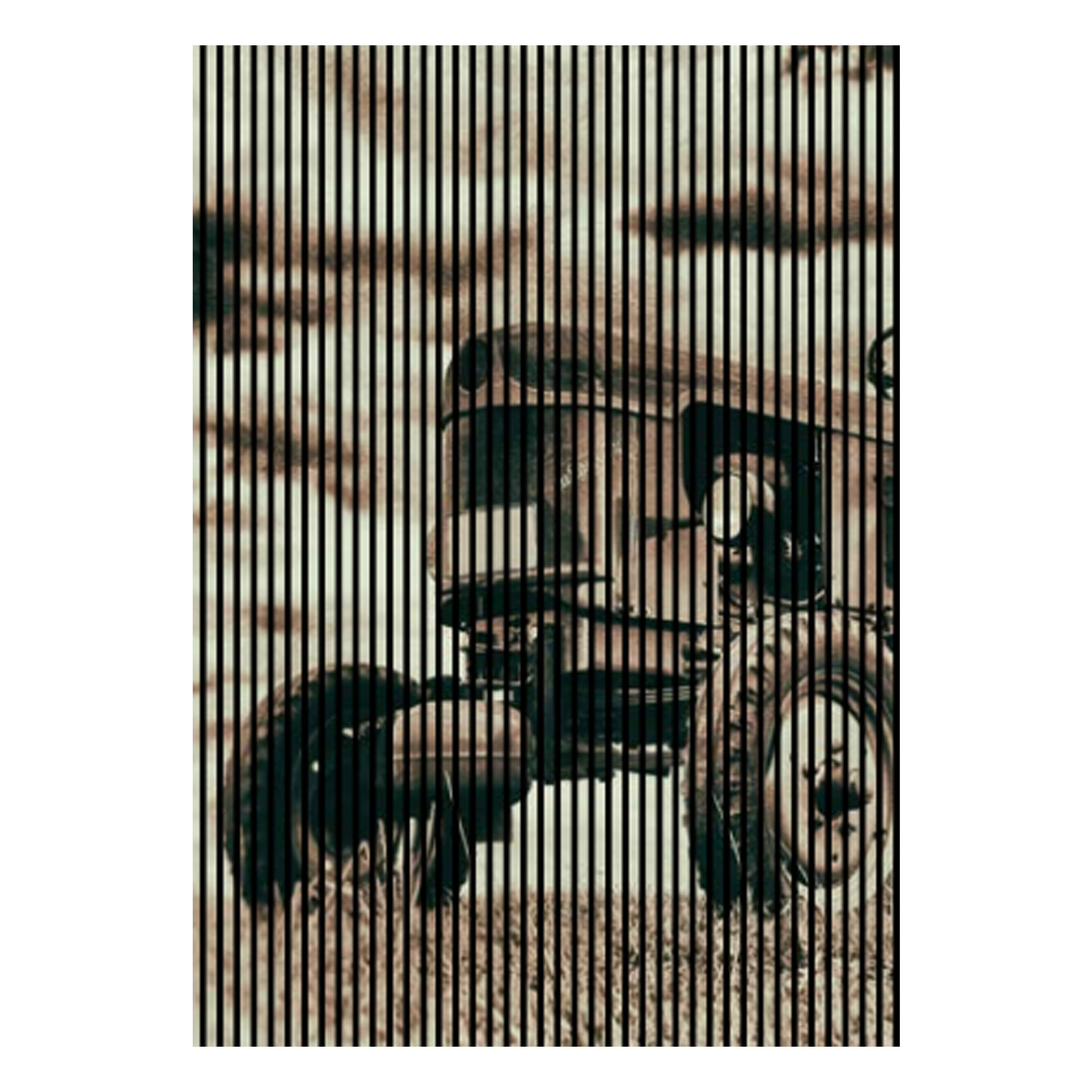 Paneles acústicos con impresión digital de un paisaje de tractores, paneles murales en gris y blanco, disponibles en varios tamaños.