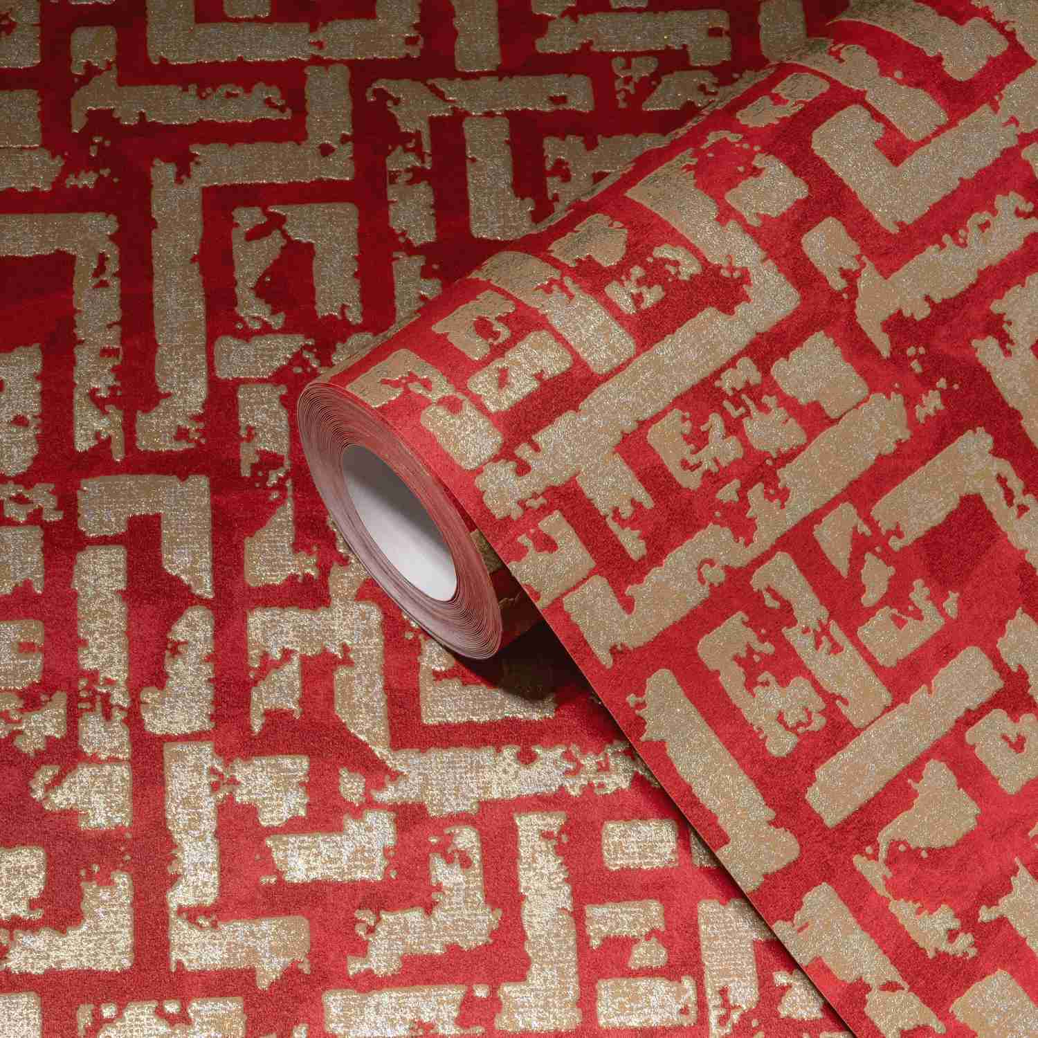 A.S. Creation MI HOGAR. MI SPA. 386954 Papel pintado no tejido Geométrico 0,53 x 10,05 m Rojo