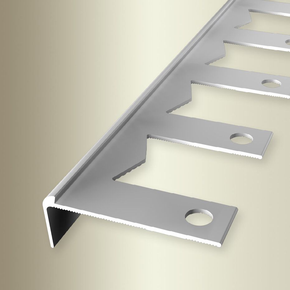 Perfiles de canto y ángulo para escaleras Küberit: Alto 18,5 mm, Ancho 48 mm, Largo 2500 mm, Altura del canto 2,5 mm