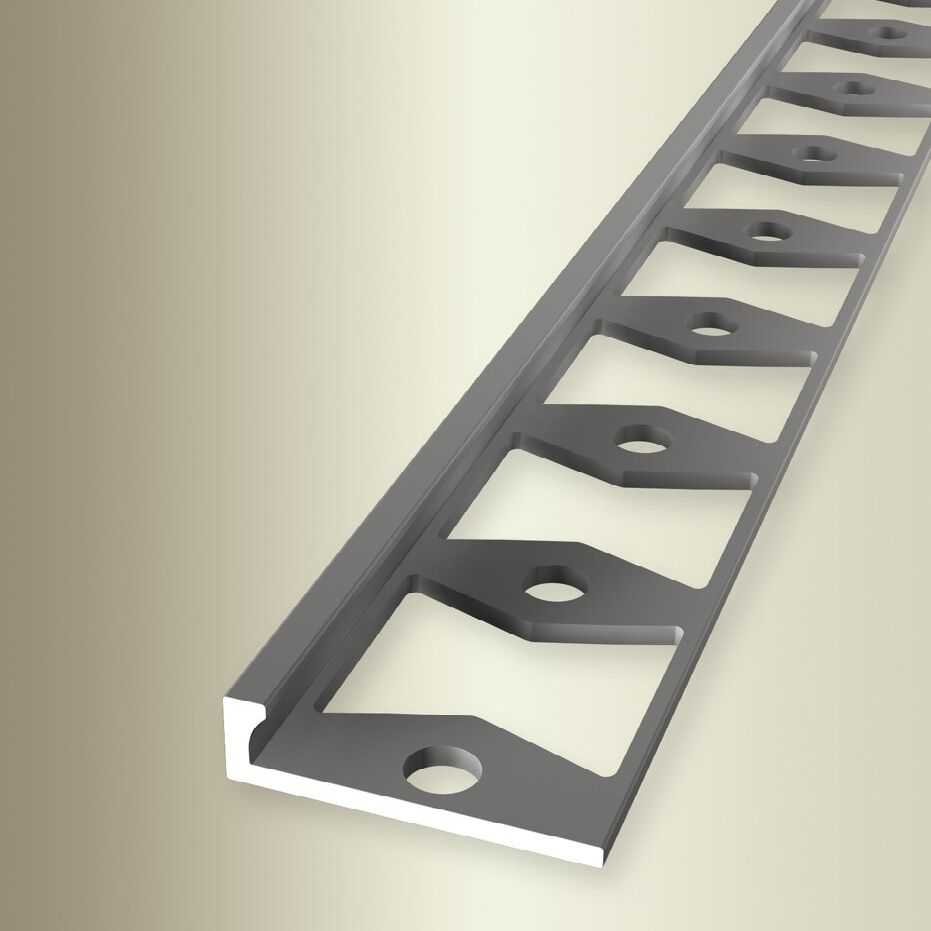 Perfiles de canto y acabado Küberit, altura 4,5 mm, ancho 21 mm, longitud 2500 mm, altura del canto 3 mm, aluminio anodizado