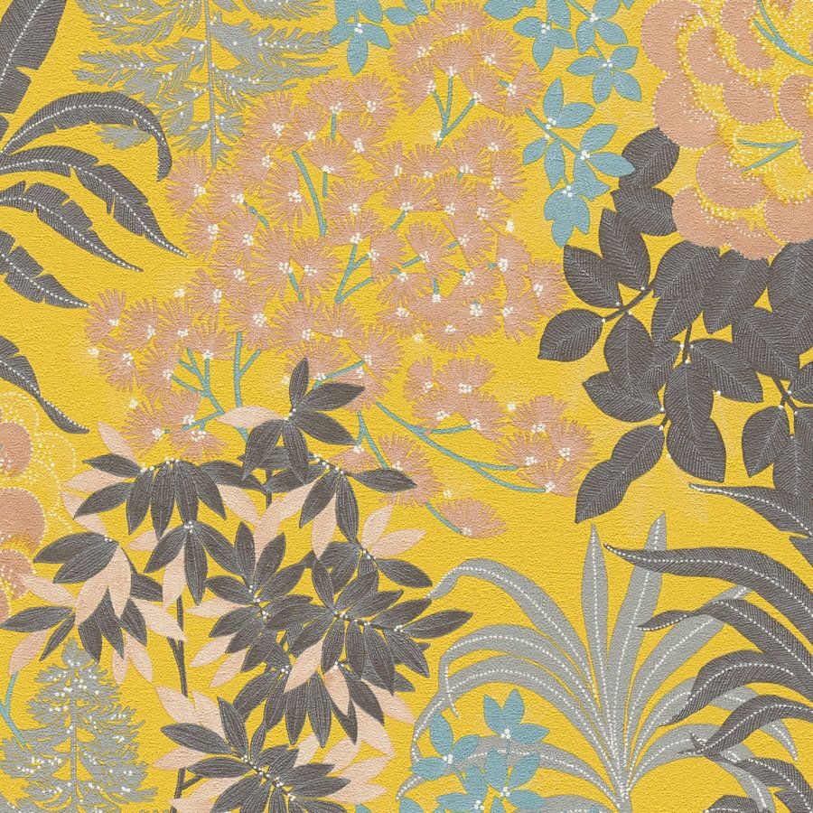 A.S. Creation Estilos de viaje 391283 Papel pintado no tejido Diseño floral 10,05 x 0,53 m Amarillo