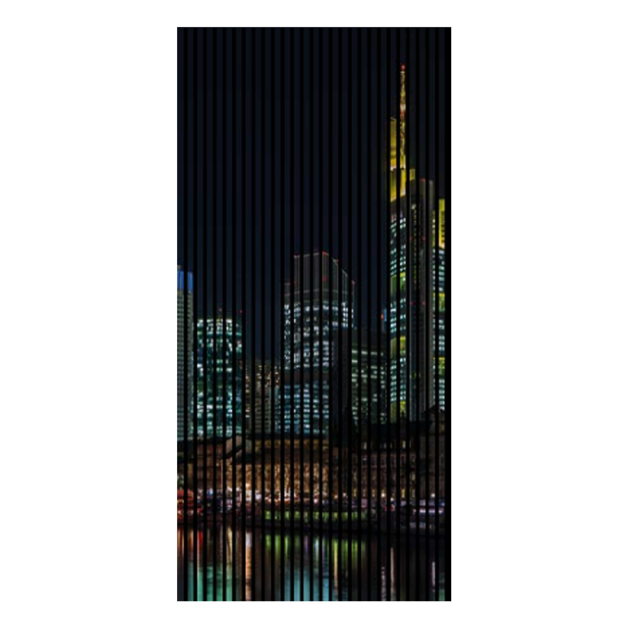 Paneles acústicos con impresión digital del horizonte de Frankfurt por la noche, paneles de pared negros en varios tamaños.