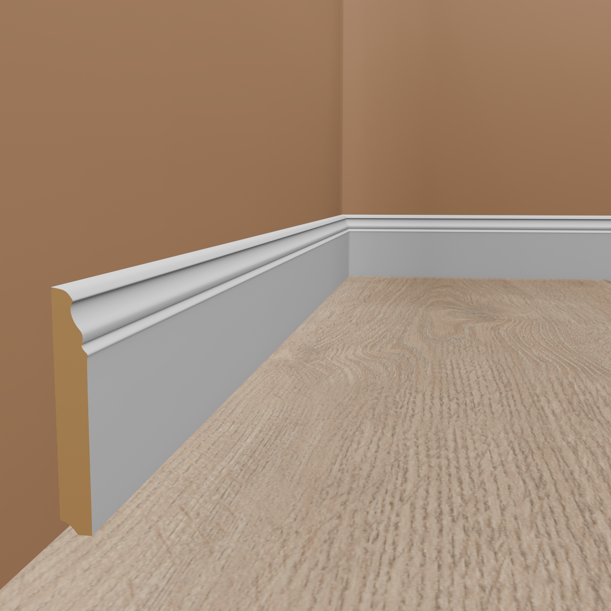 Rodapié perfil Berlín 19 x 100 x 2500 mm madera maciza blanco clásico de PROVISTON