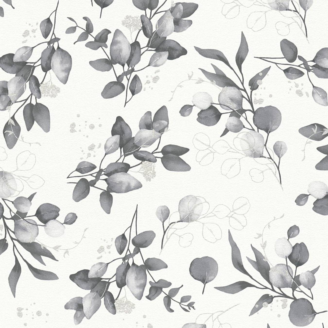 Papel pintado no tejido 397686 Flores blancas y negras Florales Elegancia pura A.S. Creation