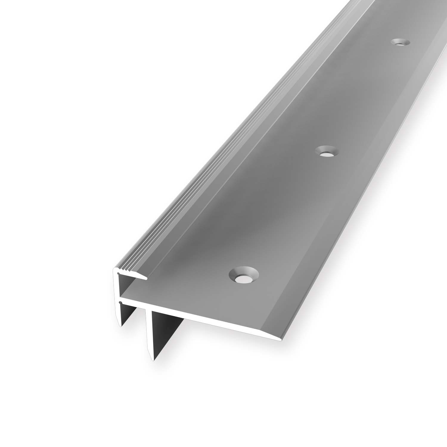 Perfil de escalera 18 x 40 x 2500 mm Perfil de borde de escalera de aluminio Perfil angular Acanalado Plata Küberit