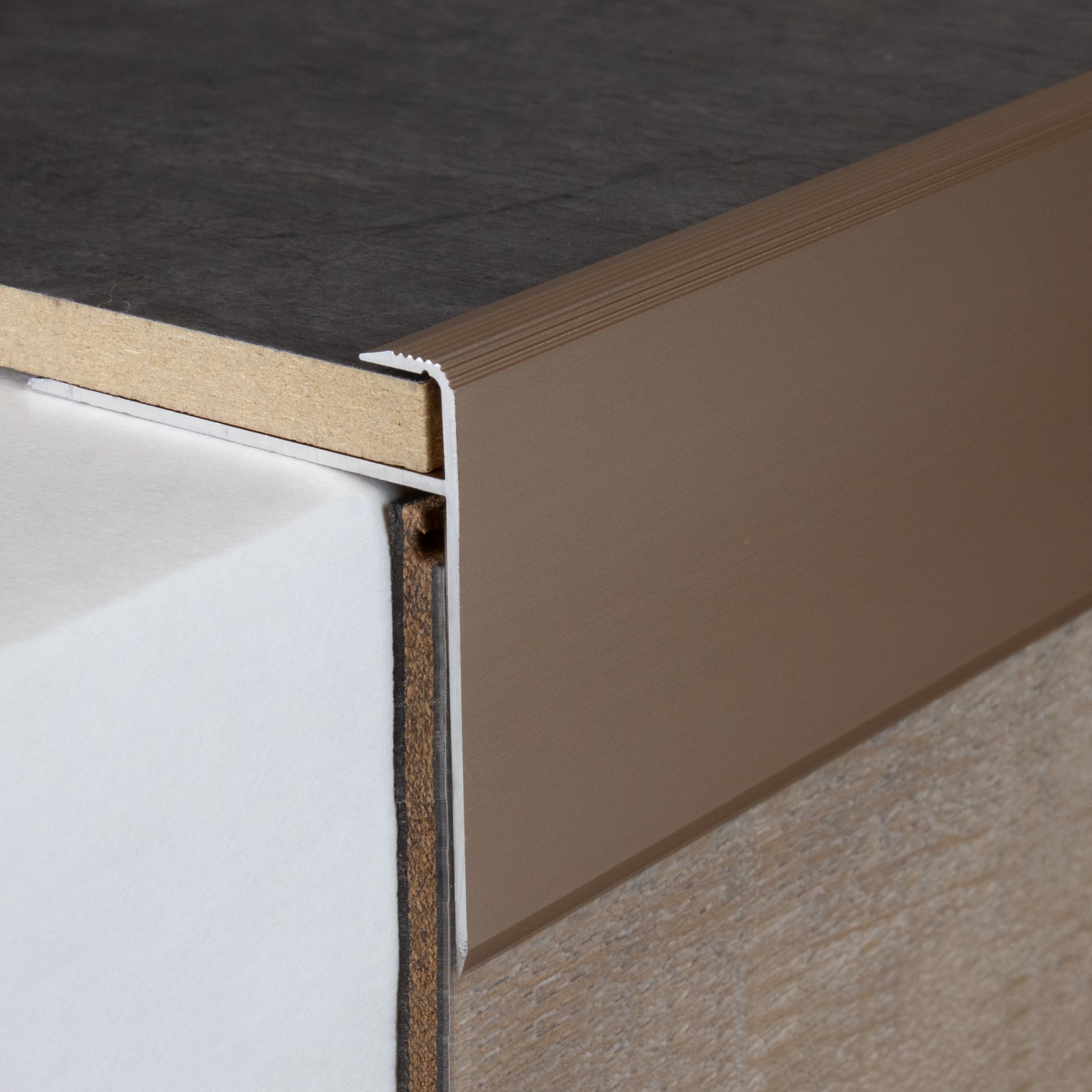 Perfil final, altura del canto 8,5 mm, ancho 50 mm, ancho del canto 10 mm, perfil de canto de aluminio PROVISTON