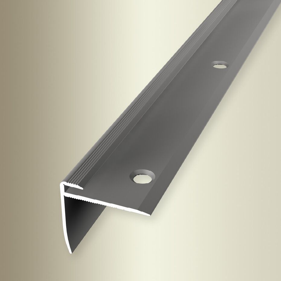 Perfiles angulares y de canto para escaleras Küberit, 27 mm de ancho, 2500 mm de largo, 3 mm de altura de canto, aluminio anodizado