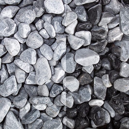 Grava Ice Mix de 7 a 16 mm, grava decorativa MIX, azul, gris y negra, decoración de jardín, piedra natural GSH