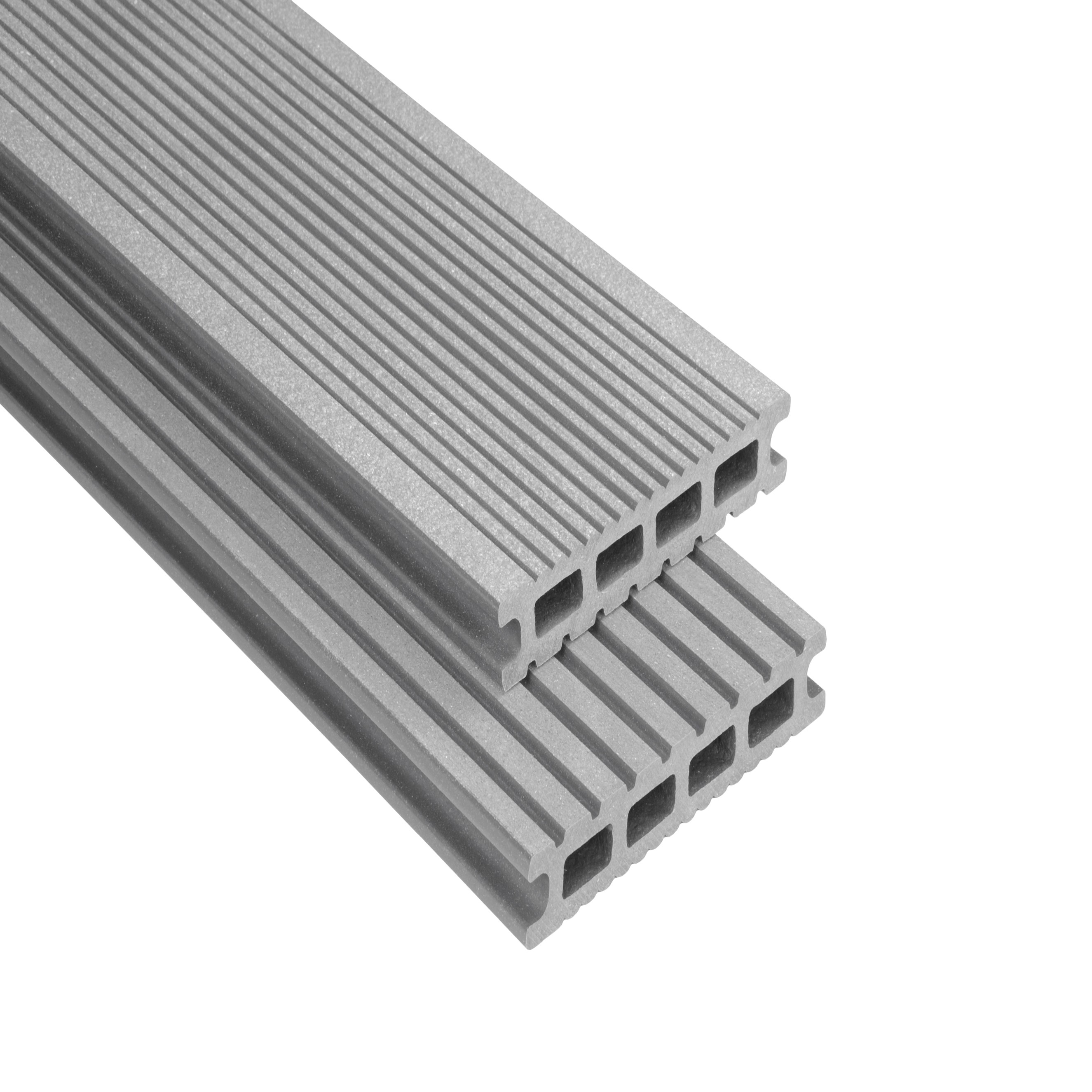 Tarima WPC de 14,5 x 2,6 cm con cámara de aire, exclusiva, gris plata Kovalex