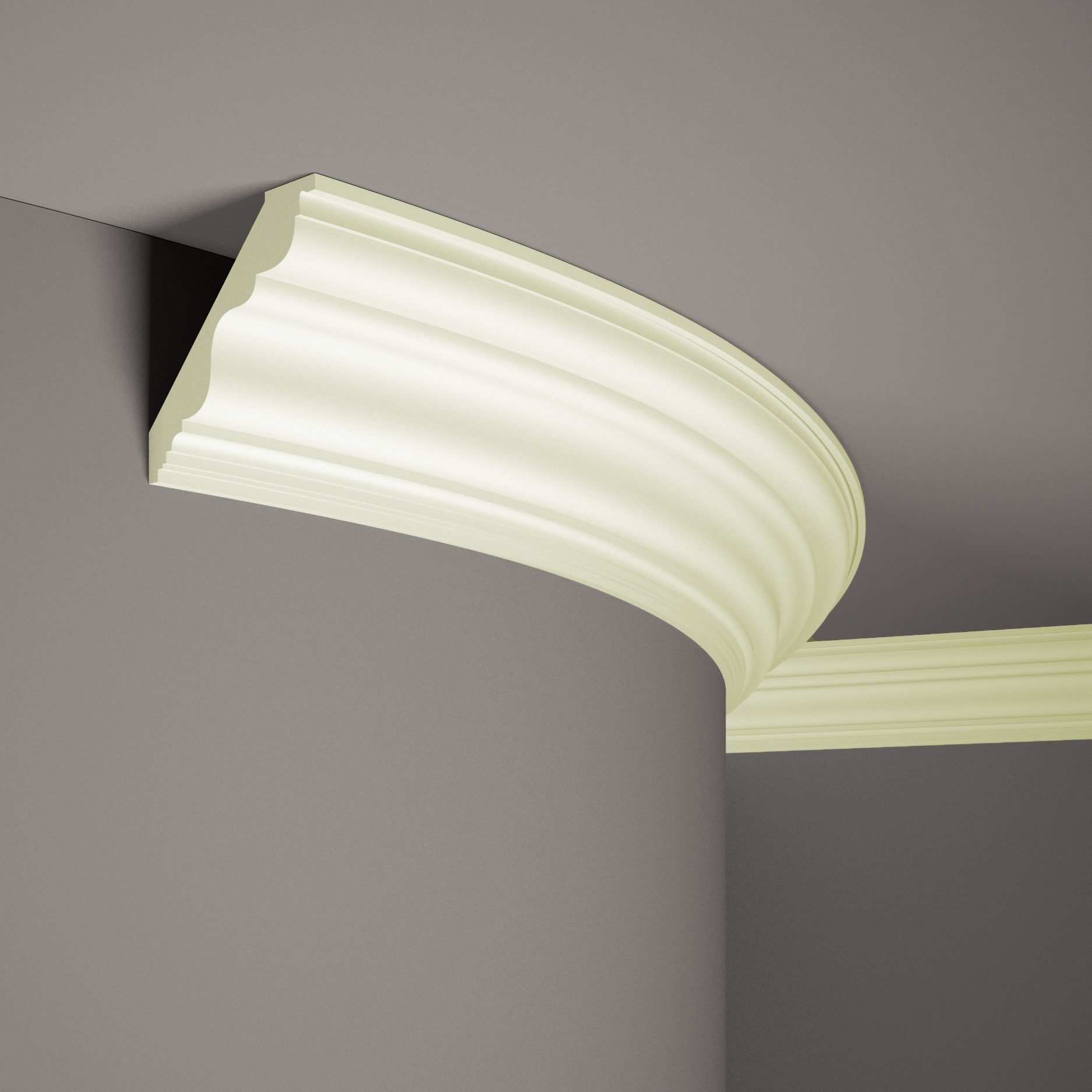 Moldura de techo flexible Mardom MDB108F Profoam 100 x 100 x 2000 mm, moldura de estuco blanca flexible