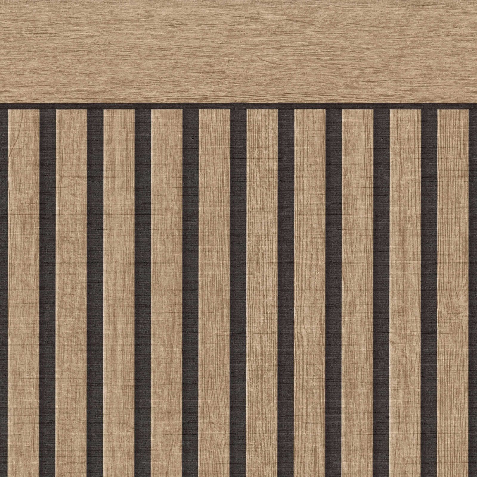 A.S. Creation Panel mural Revestimiento de madera 397444 Papel pintado no tejido Rayas 5,00 m x 1,06 m Marrón