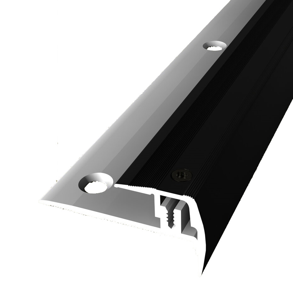 Perfil de borde de escalera de aluminio de 27 x 23 mm, perfil angular ranurado, avellanado y perforado Küberit