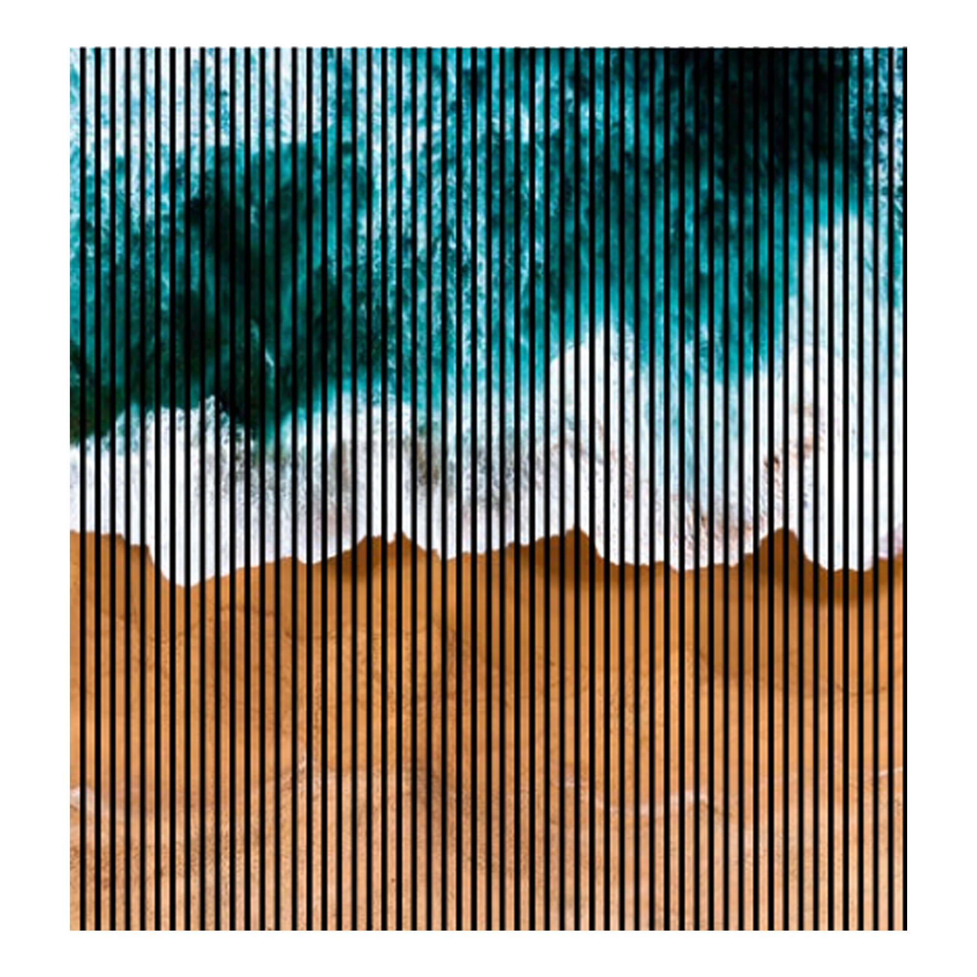 Paneles acústicos con impresión digital Wave Strand, color marrón turquesa, en varios tamaños.