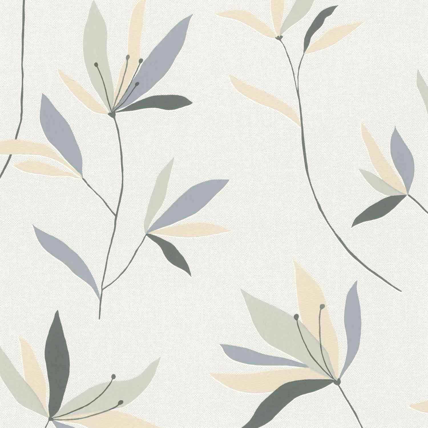 Rasch Dale color a tu vida 634075 Papel pintado no tejido Diseño floral 0,53 x 10,05 m Blanco