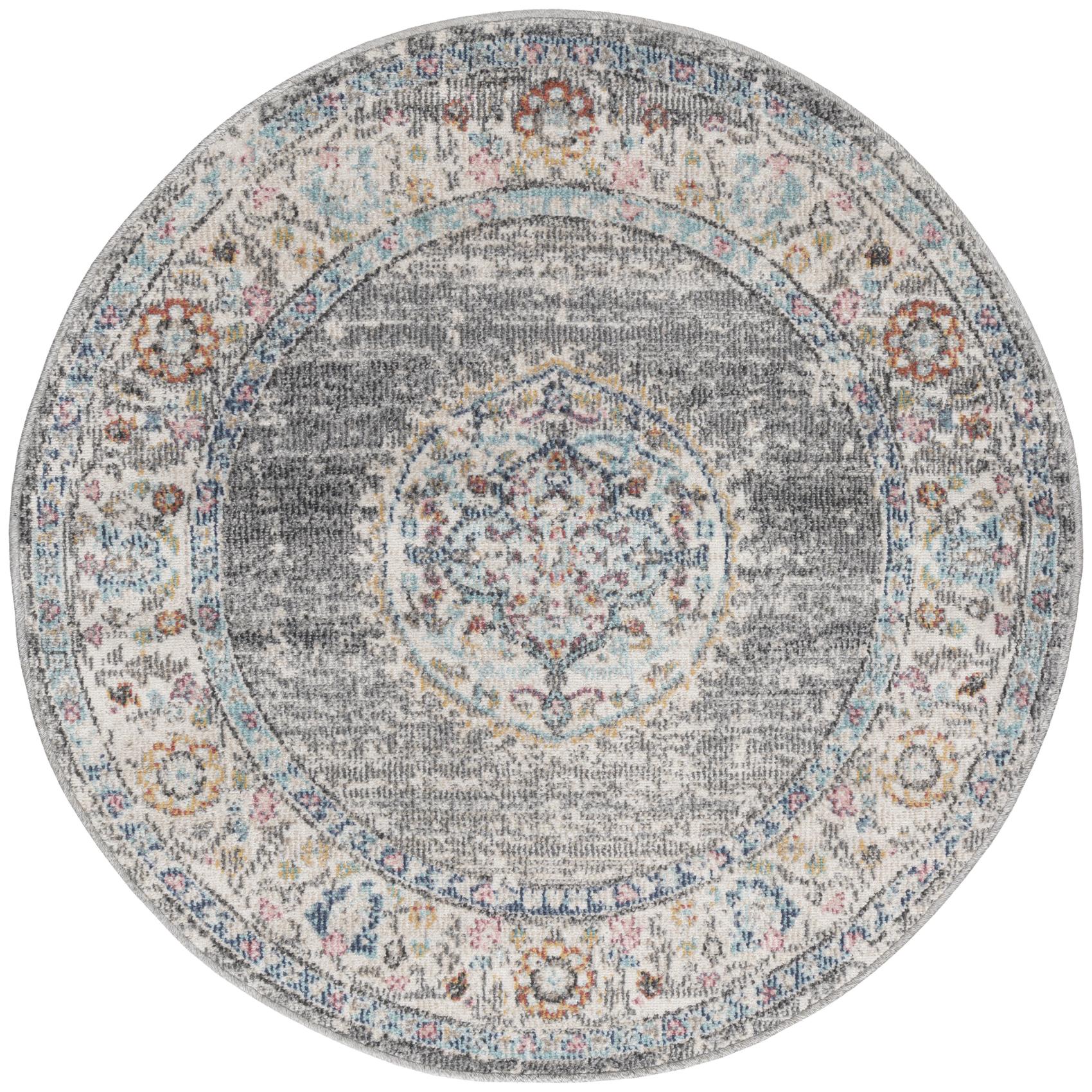 Alfombra gris para interior y exterior, varios tamaños - Redonda para terraza - FLOORNOVO