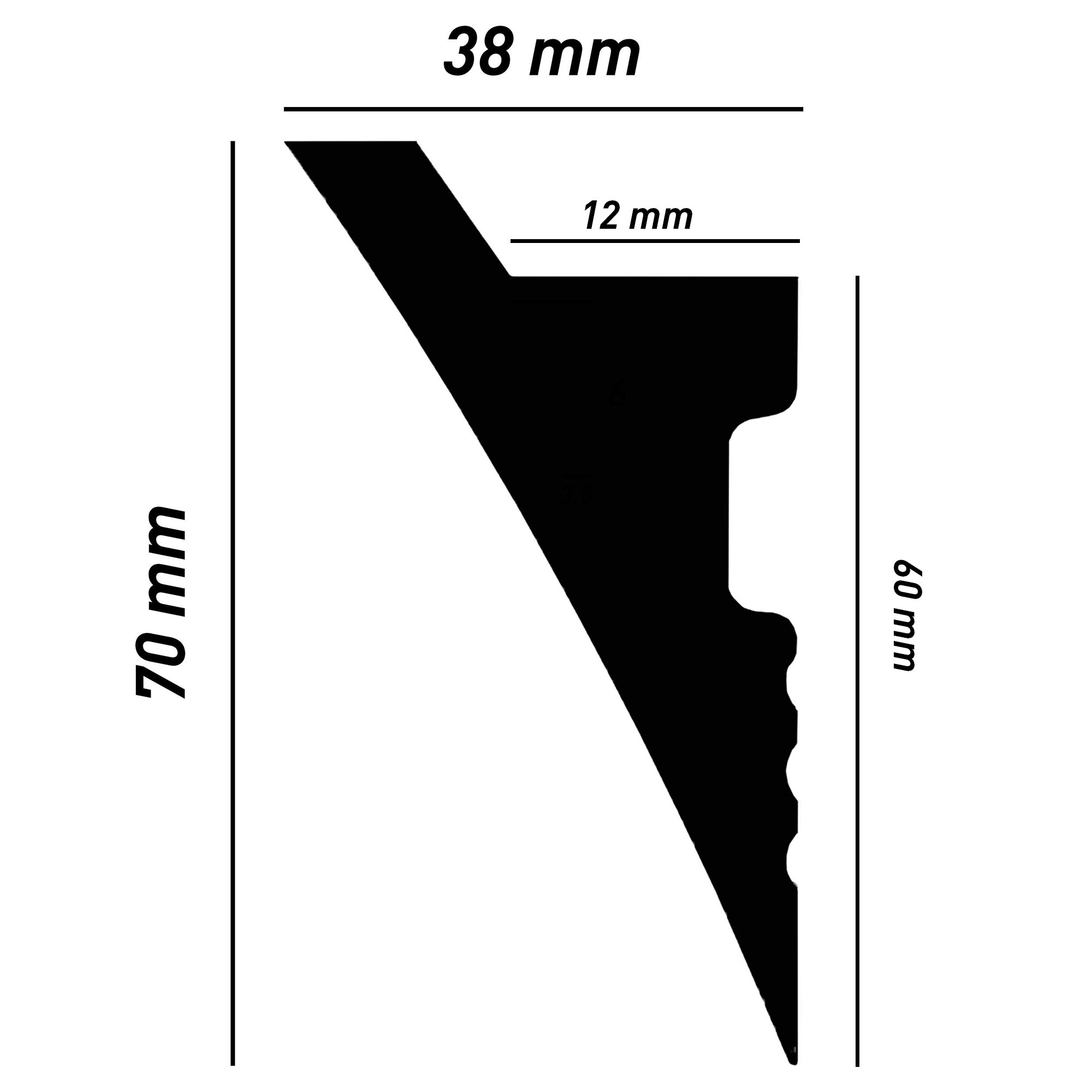 Cornisa de luz PROVISTON de plástico blanco 38 x 70 x 2000 mm Tira de luz moderna para techo