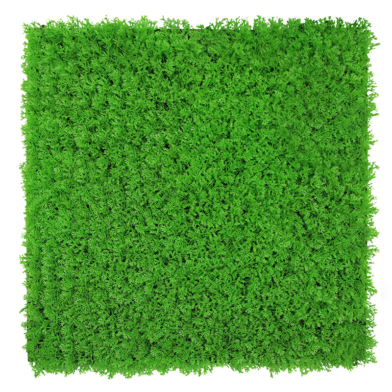 Panel acústico modular JANGAL de 520 x 520 x 50 mm con diseño verde brillante y efecto de césped.