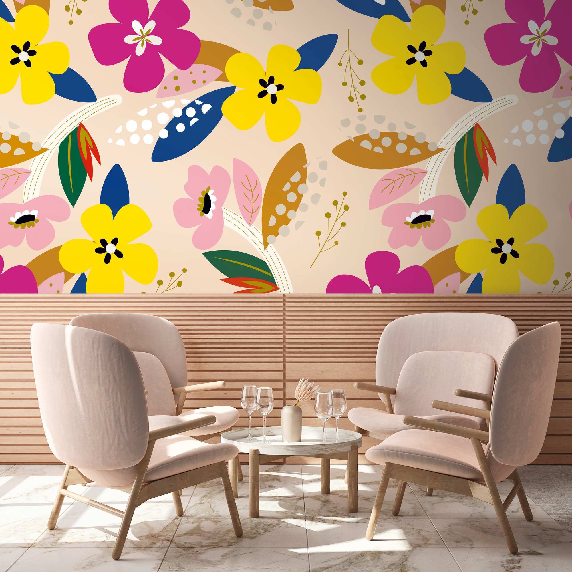 Papel pintado fotográfico A.S. Creation The Wall II 392091 Un motivo por rollo Diseño floral Colorido
