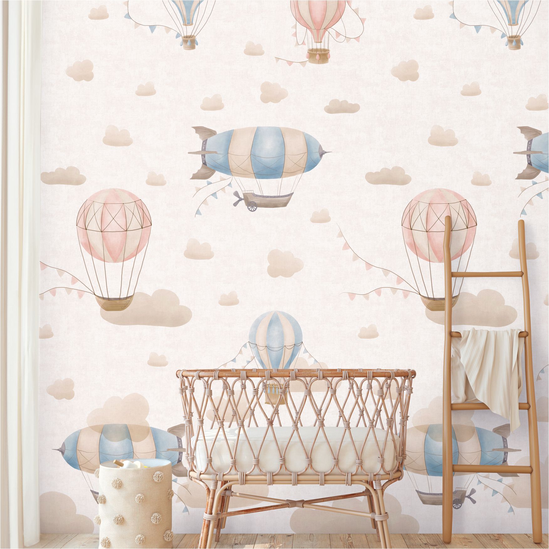 Fotomural para habitación infantil 770611 Motivos estampados en azul y crema Lilly & Luis Clouds A.S. Création