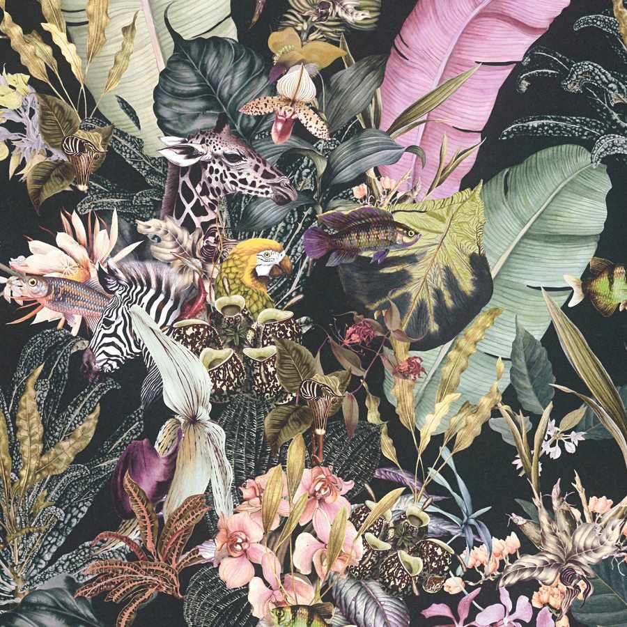 A.S. Creation Dream Flowery 381761 Papel pintado no tejido Diseño floral 0,53 x 10,05 m Negro Rosa