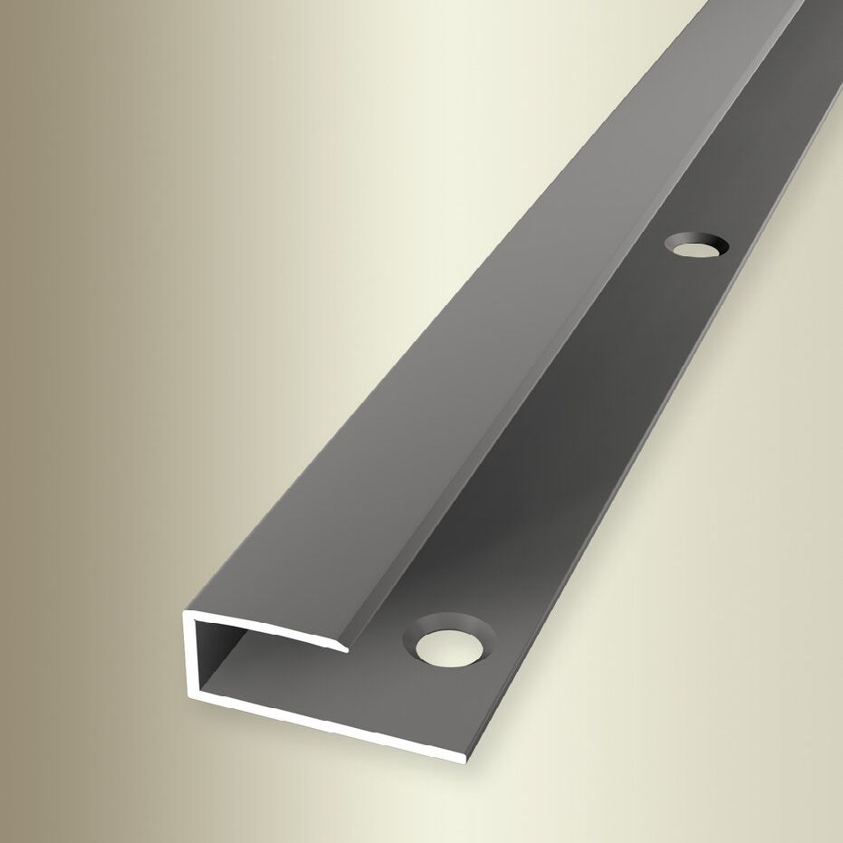Perfiles de remate y canto Küberit, ancho 23 mm, longitud 2700 mm, altura de canto 6 - 15,5 mm, aluminio anodizado