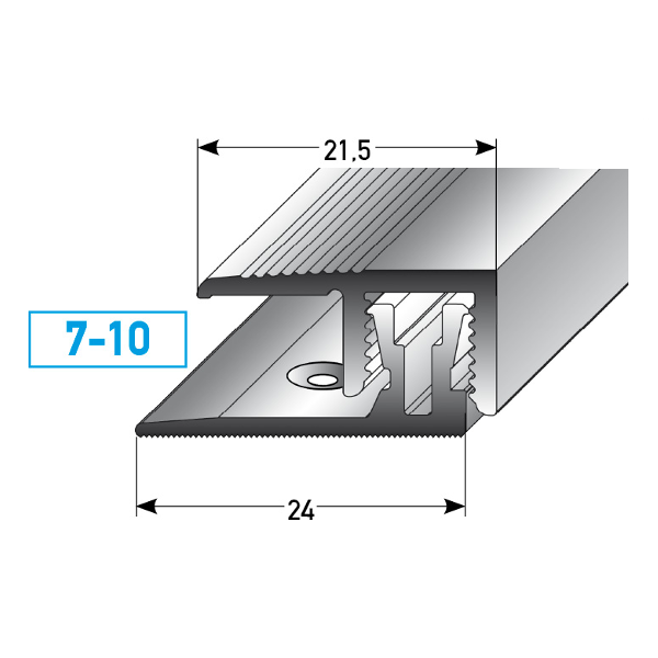 Perfiles de canto y acabado PROVISTON Markdale B 24 mm, altura de canto 7-10 mm, aluminio anodizado