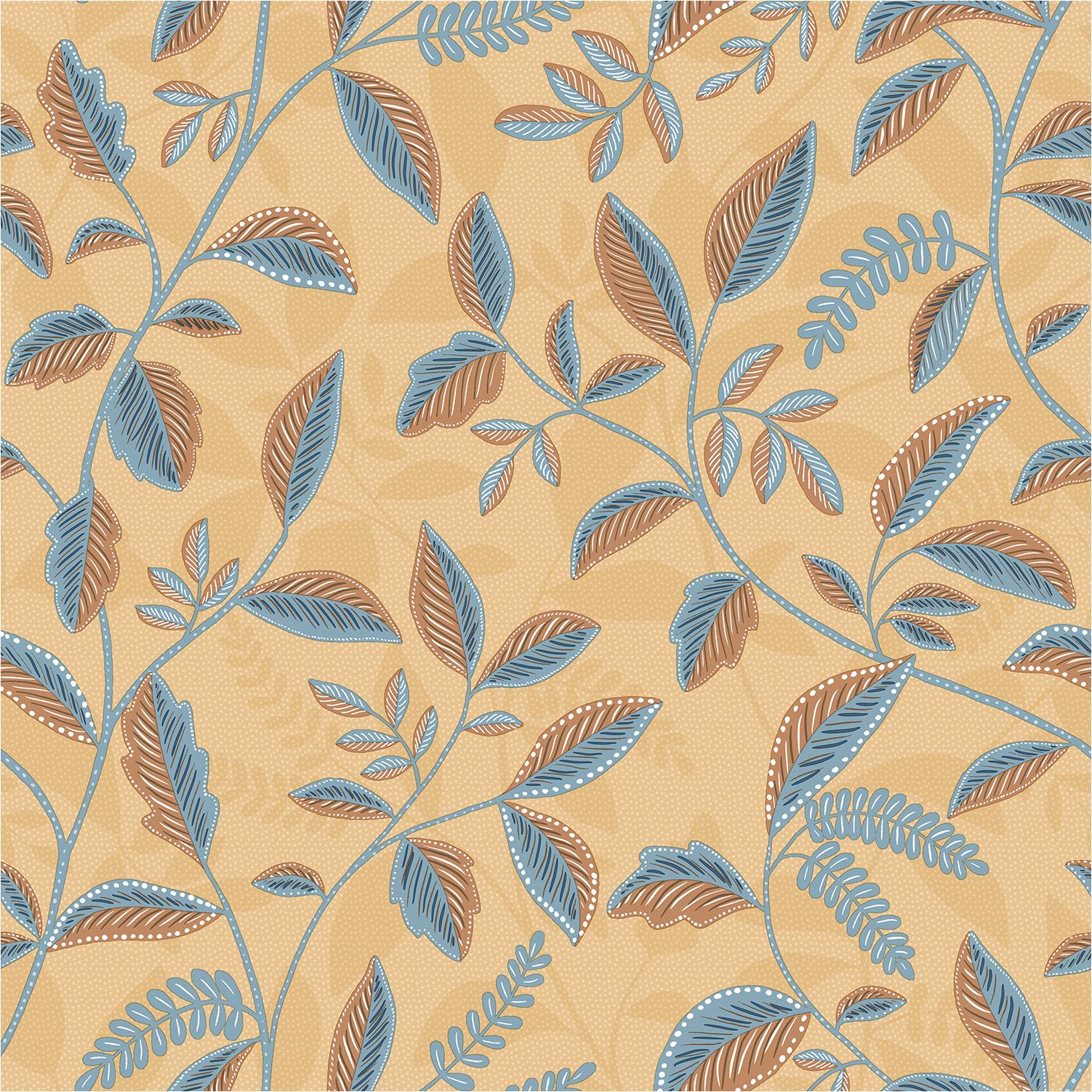 Papel pintado no tejido M66007 Nomade Hojas Amarillas No tejido 0,53 x 10,05 m Ugépa