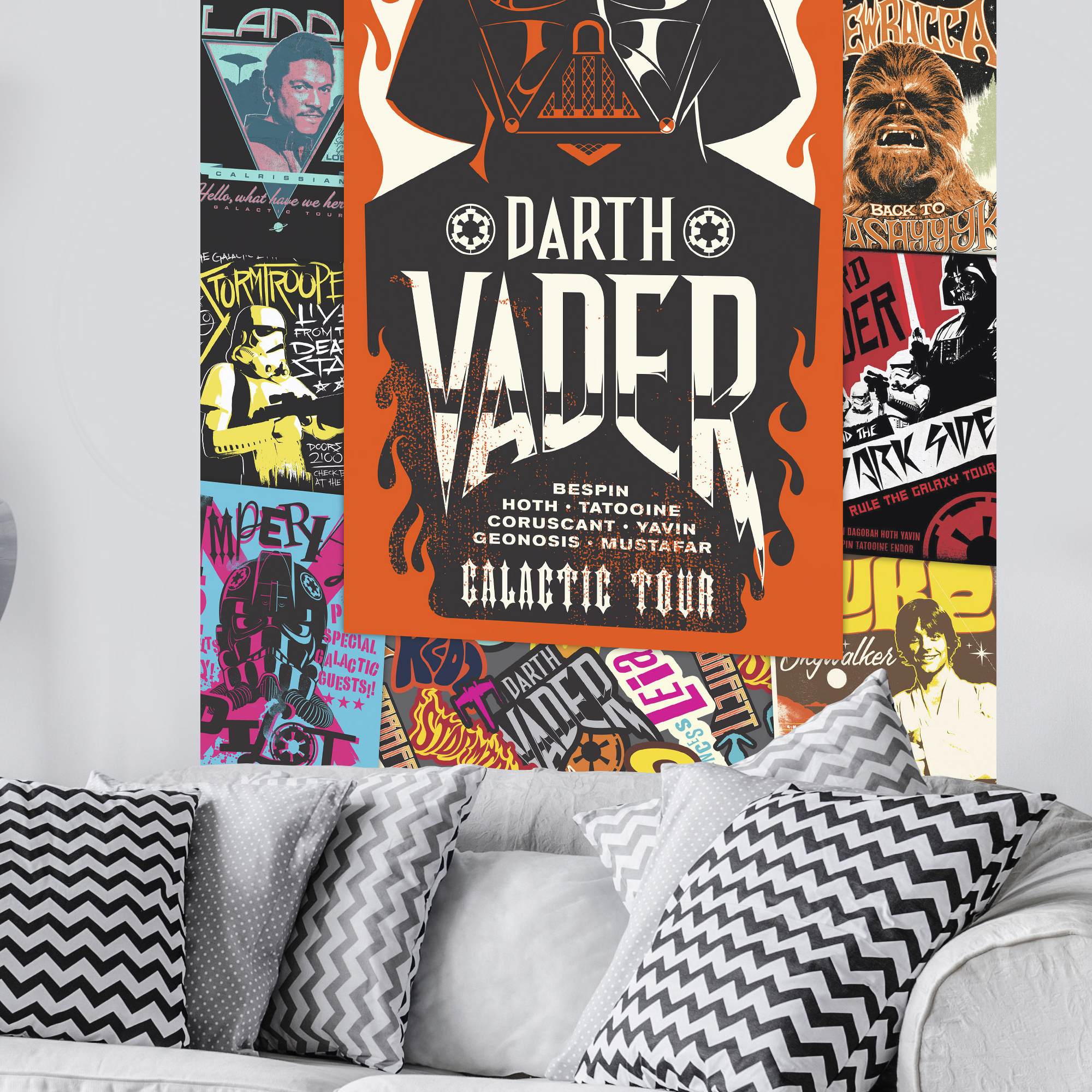 Papel pintado fotográfico Komar Star Wars Rock On Posters 200 x 120 cm, tejido no tejido, diseño de cómic de Guerreros de las Estrellas.