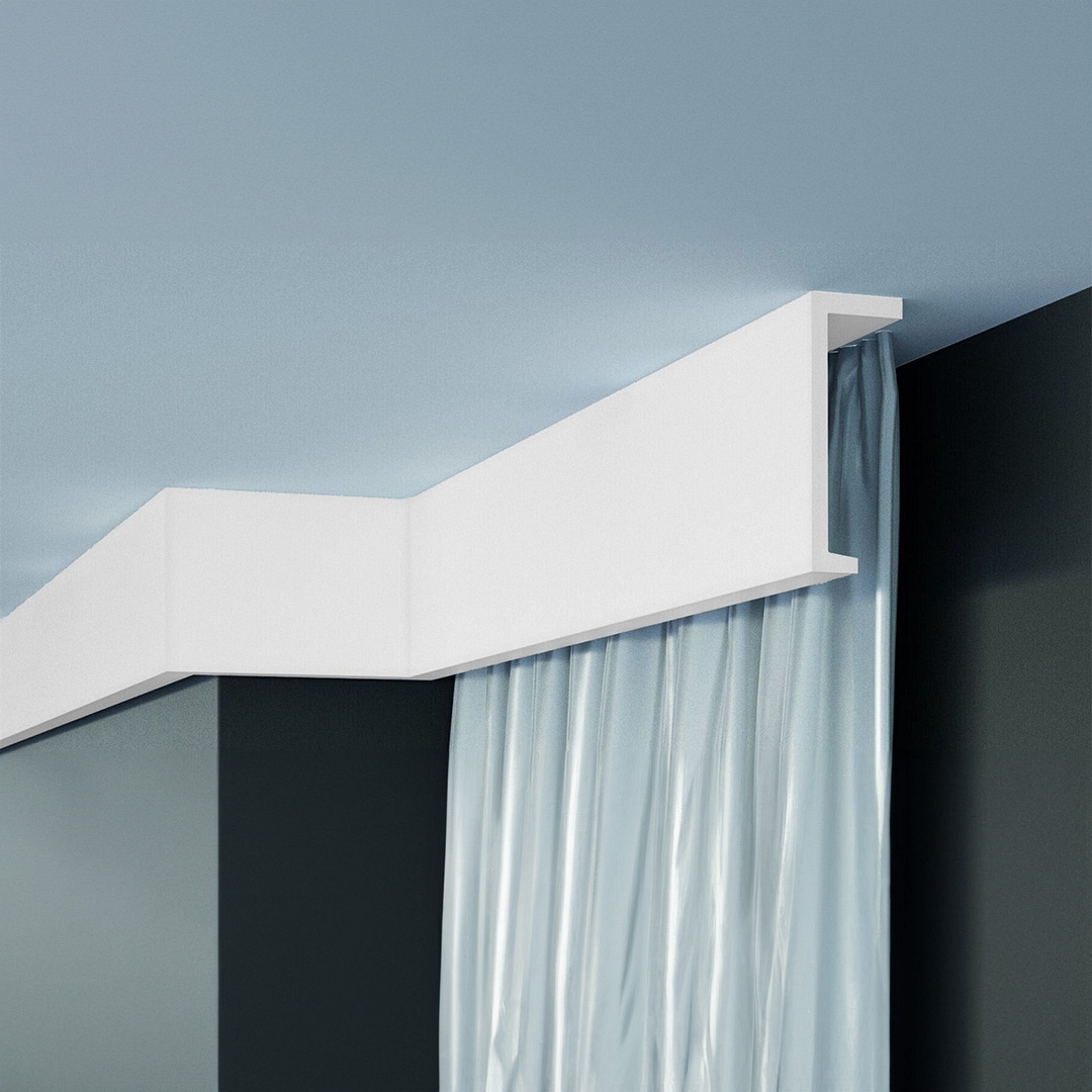 Elite Decor Riel para cortinas "P890" Poliuretano 110 x 40 x 2000 mm Riel de techo de espuma de poliestireno Blanco