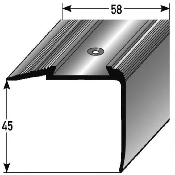 Perfiles angulares y de canto para escaleras PROVISTON Agira Altura 45 mm Ancho 58 mm Aluminio anodizado