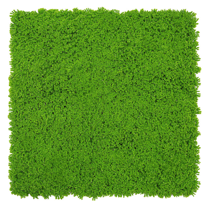 Panel acústico modular JANGAL de 520 x 520 x 30 mm, diseño verde lima con musgo.
