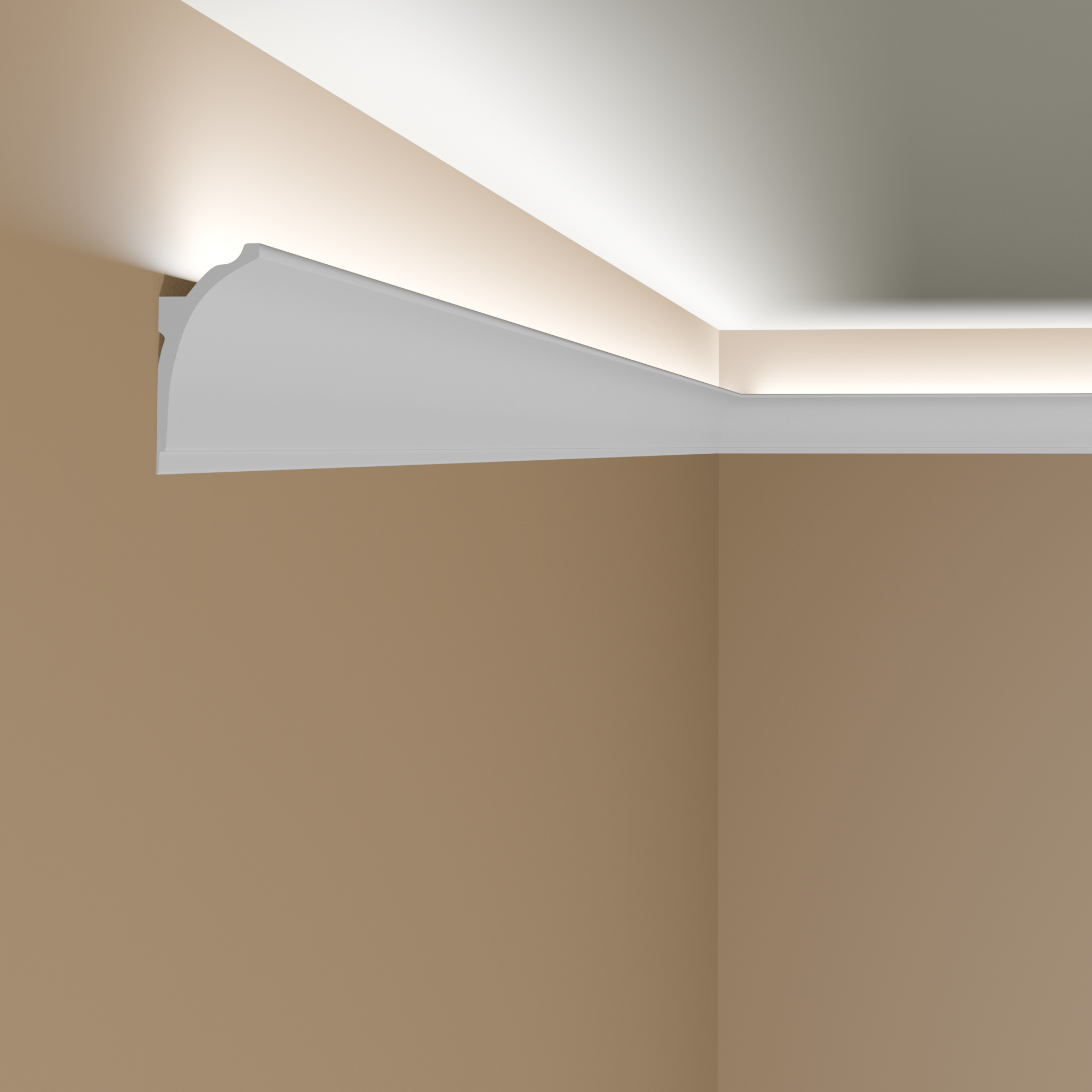 PROVISTON Tira de luz "NEC100" 50 x 100 x 2000 mm Blanco Moldura de techo Moldura de cornisa Moderno