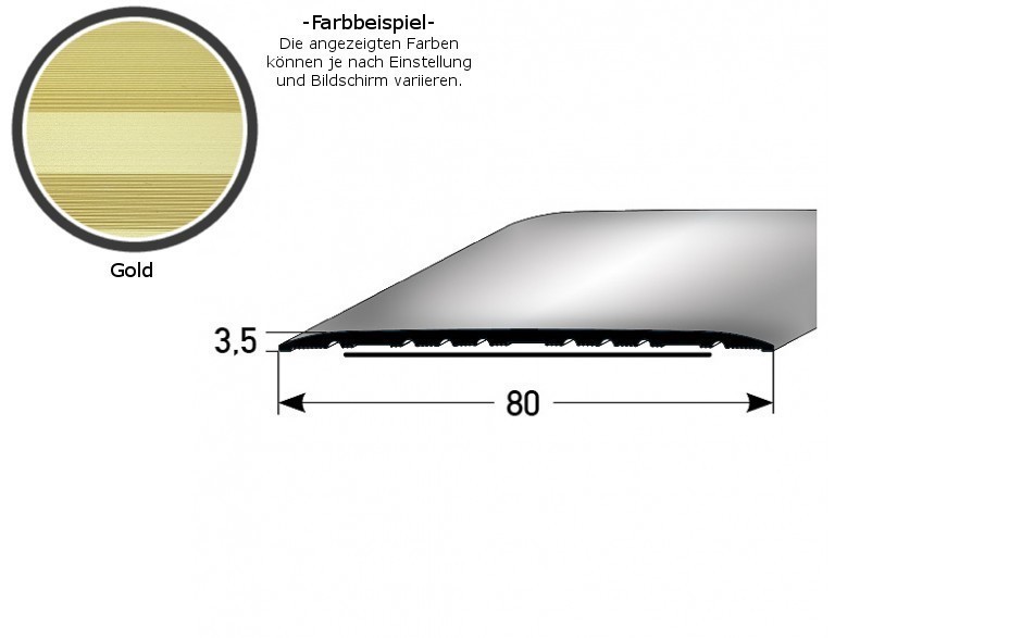 Perfil de transición PROVISTON, altura 3,5 mm, ancho 80 mm, tira de transición, aluminio