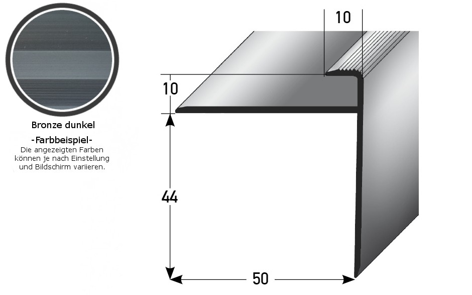 Einschubprofil "Castlebar" mit Nase für Parkett / Laminat, Einfasshöhe 1 mm, Aluminium eloxiert, gebohrt-bronze dunkel-1 (Default)