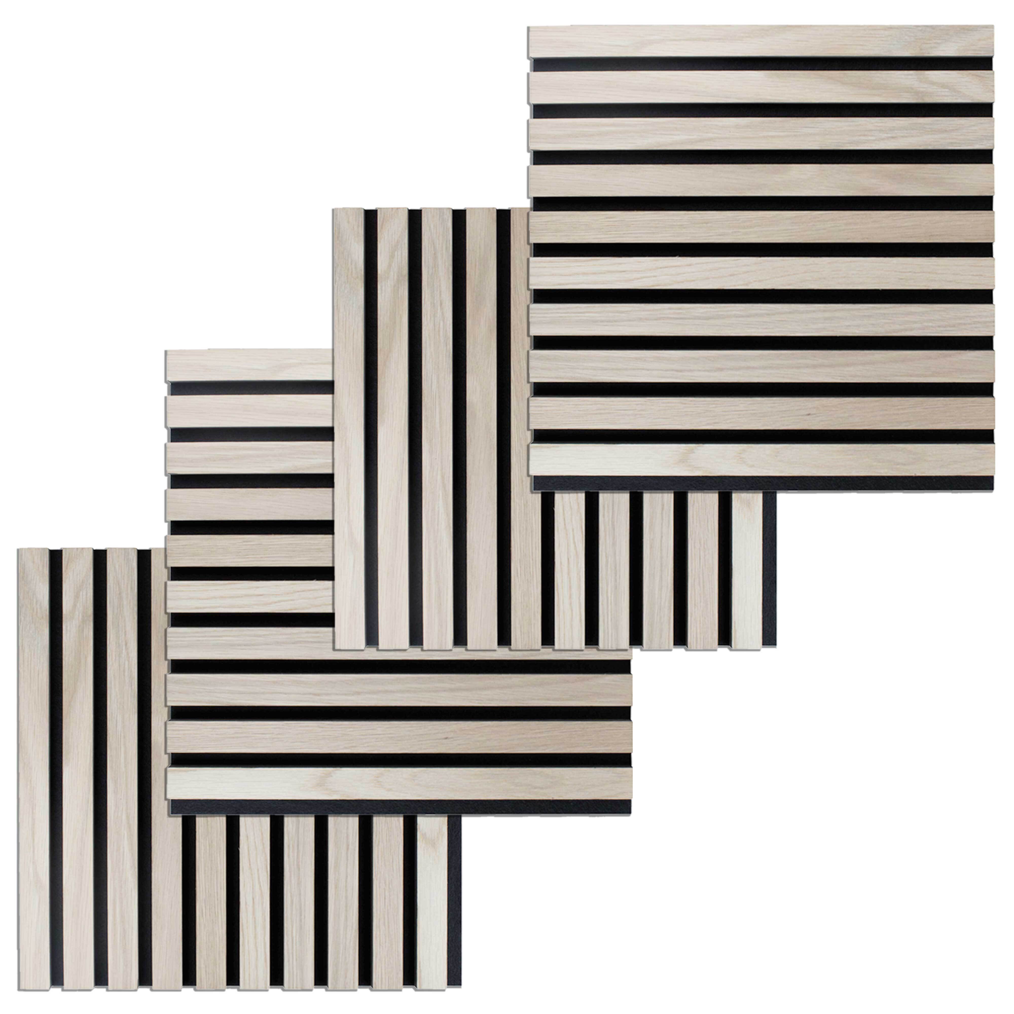 Juego de 4 paneles acústicos PROVISTON de 400 x 400 x 21 mm, paneles acústicos de pared de roble claro, chapados en MDF.