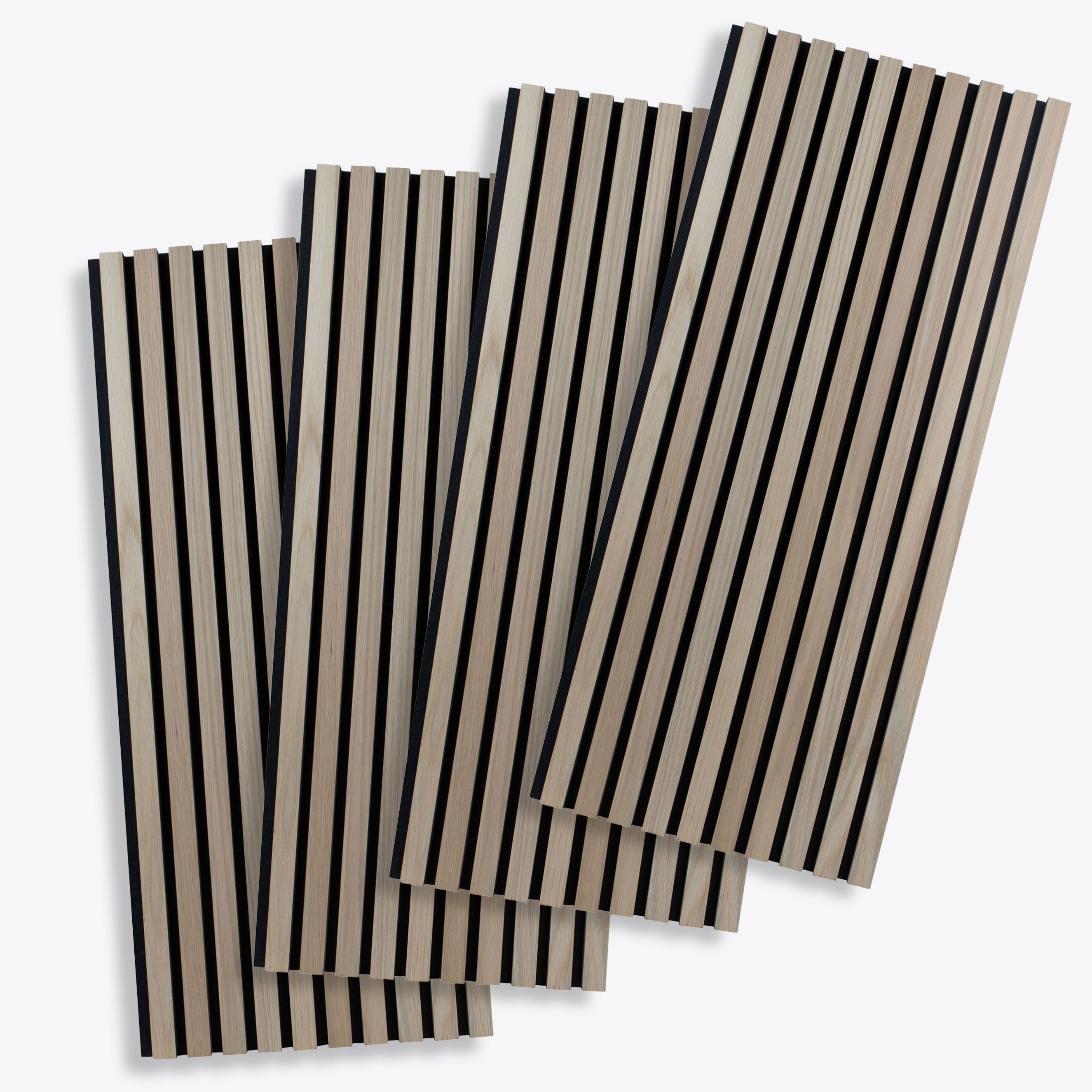 Juego de 4 paneles acústicos PROVISTON de 1200 x 600 x 21 mm. Paneles acústicos de pared de roble natural chapados en MDF.