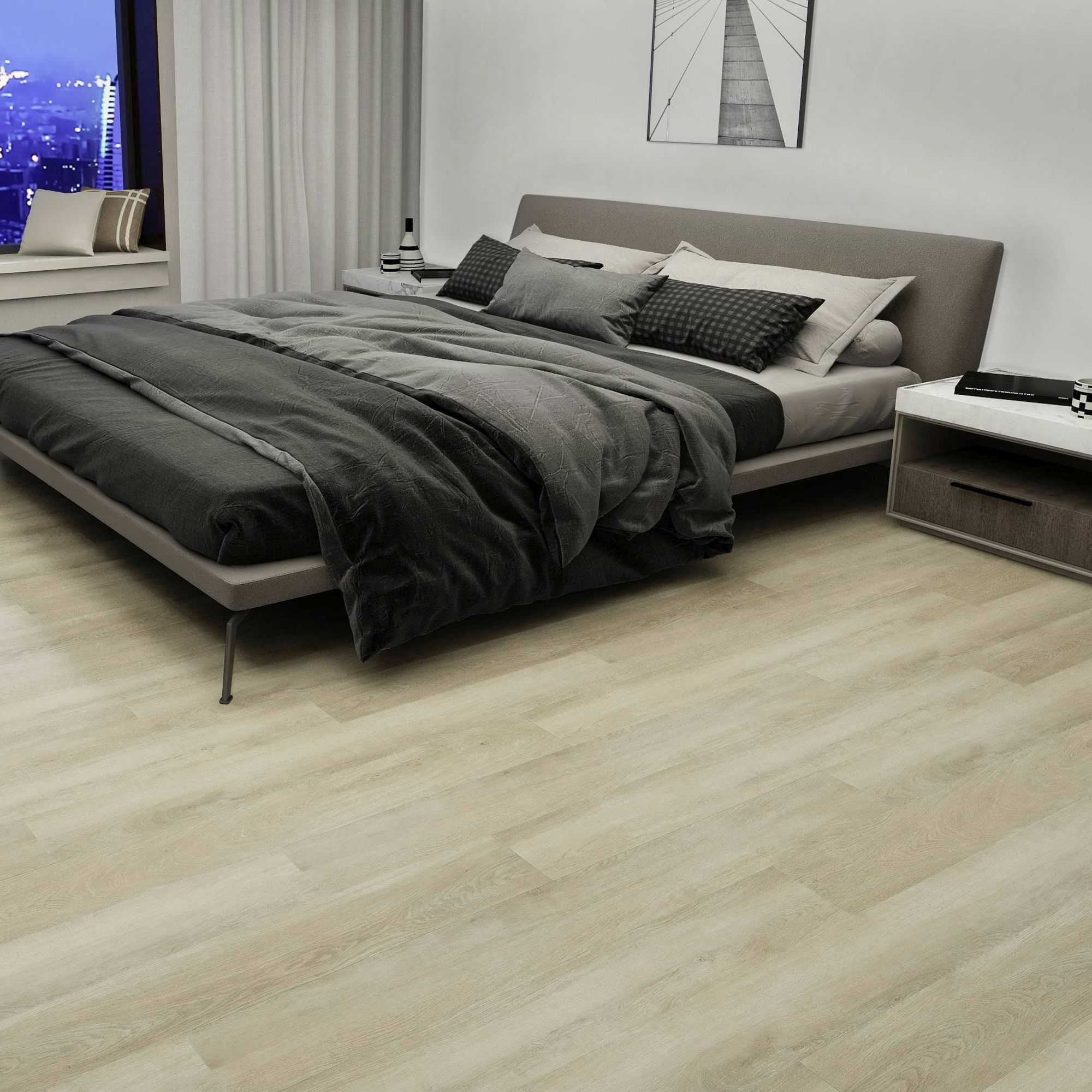Suelo vinílico Check One Prenzlau de 5 x 229 x 1220 mm con sistema clic, aspecto madera, color roble marrón.
