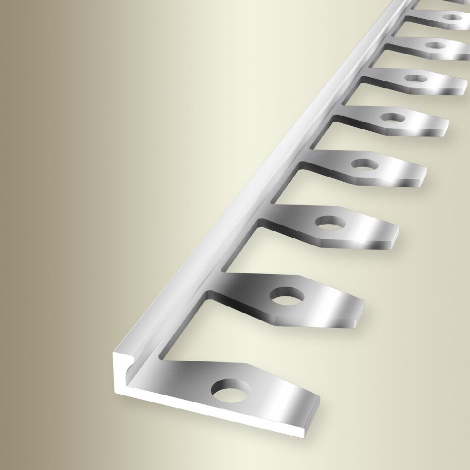 Perfiles de canto y acabado Küberit, altura 4,5 mm, ancho 21 mm, longitud 2500 mm, altura del canto 3 mm, aluminio anodizado