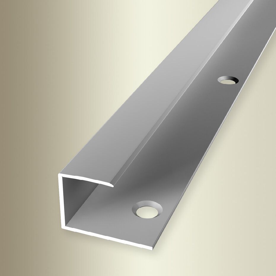 Perfiles de remate y canto Küberit, ancho 23 mm, longitud 2700 mm, altura de canto 6 - 15,5 mm, aluminio anodizado