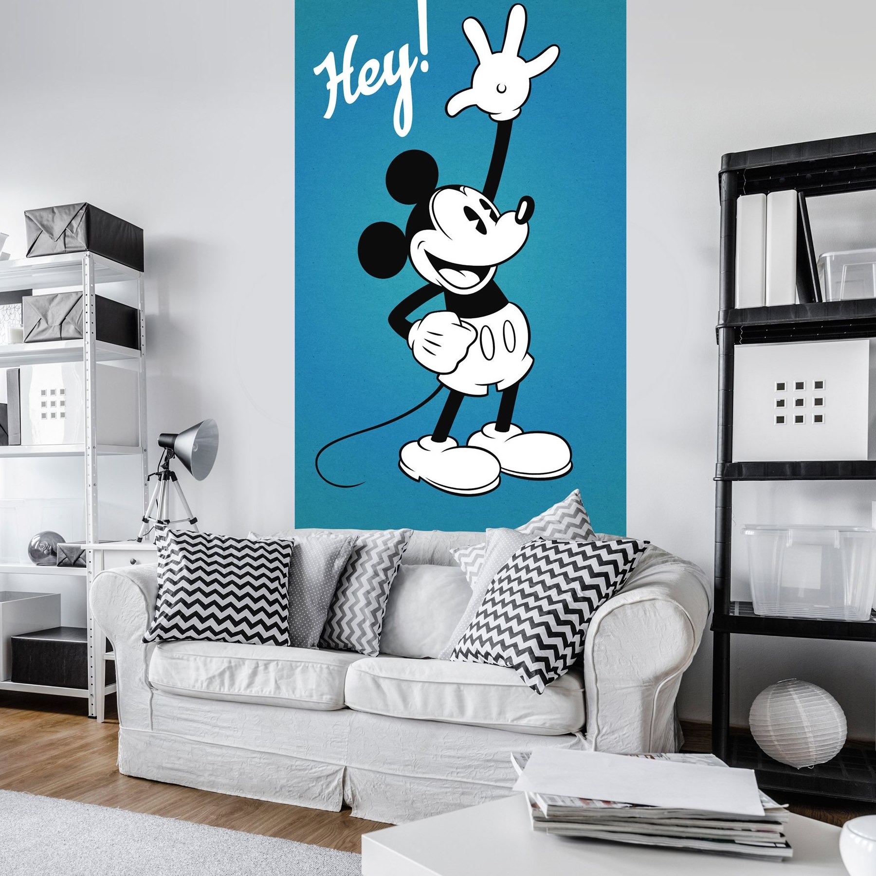Papel pintado fotográfico Komar Disney Hey Mickey Mouse 200 x 120 cm Impresión digital Papel pintado no tejido Saludo Retro