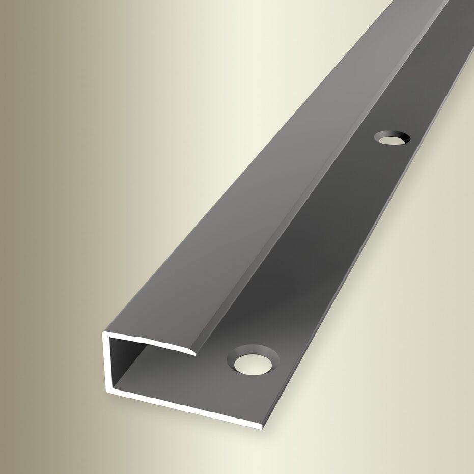 Perfiles de remate y canto Küberit, ancho 23 mm, longitud 2700 mm, altura de canto 6 - 15,5 mm, aluminio anodizado