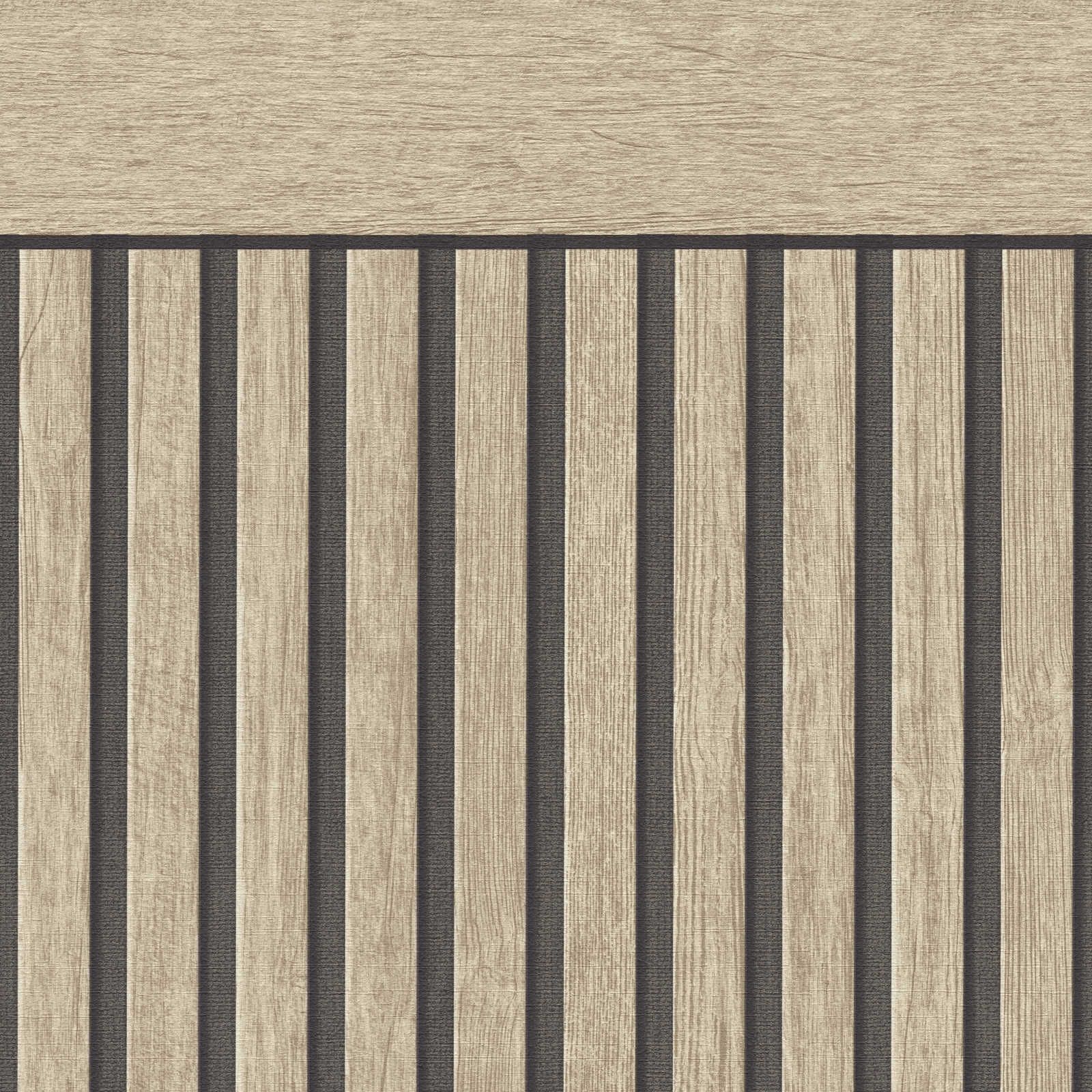 A.S. Creation Panel mural Paneles de madera 397441 Papel pintado no tejido Rayas 5,00 m x 1,06 m Beige