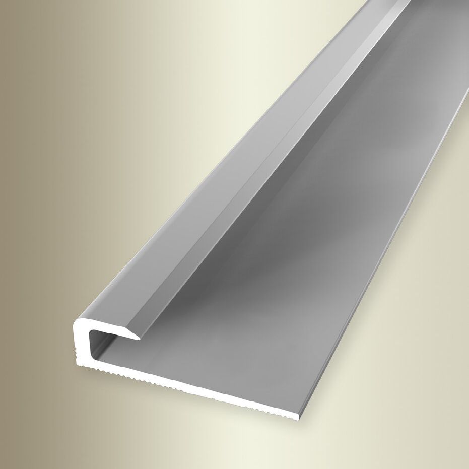 Perfiles de canto y acabado Küberit, 8 mm de alto, 30 mm de ancho, 2600 mm de largo, altura del canto: 5 mm, aluminio anodizado