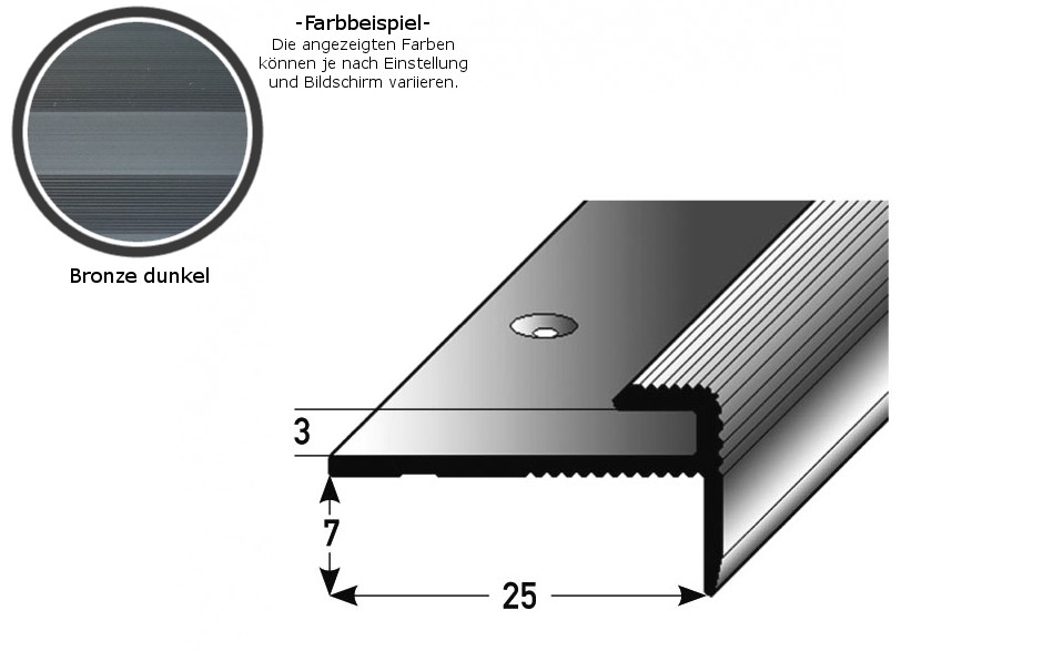 Einschubprofil "Eyeries" mit Nase für Designbeläge, Einfasshöhe 3 mm, Aluminium eloxiert, gebohrt-bronze dunkel-1 (Default)