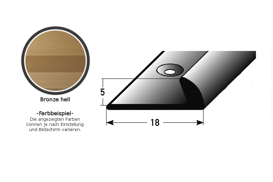 Perfiles de canto y acabado PROVISTON Wexford. Ancho: 18 mm. Largo: 2700 mm. Aluminio anodizado.