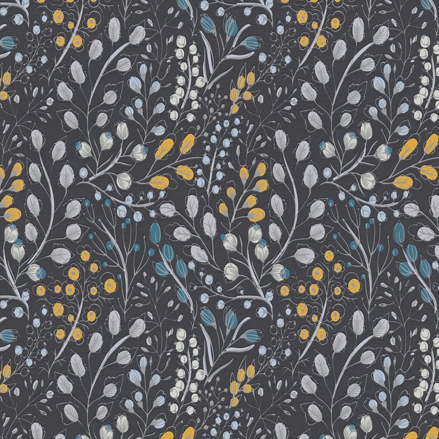 A.S. Creation Atractivo 2 388474 Papel pintado no tejido Diseño floral 10,05 x 0,53 m Negro