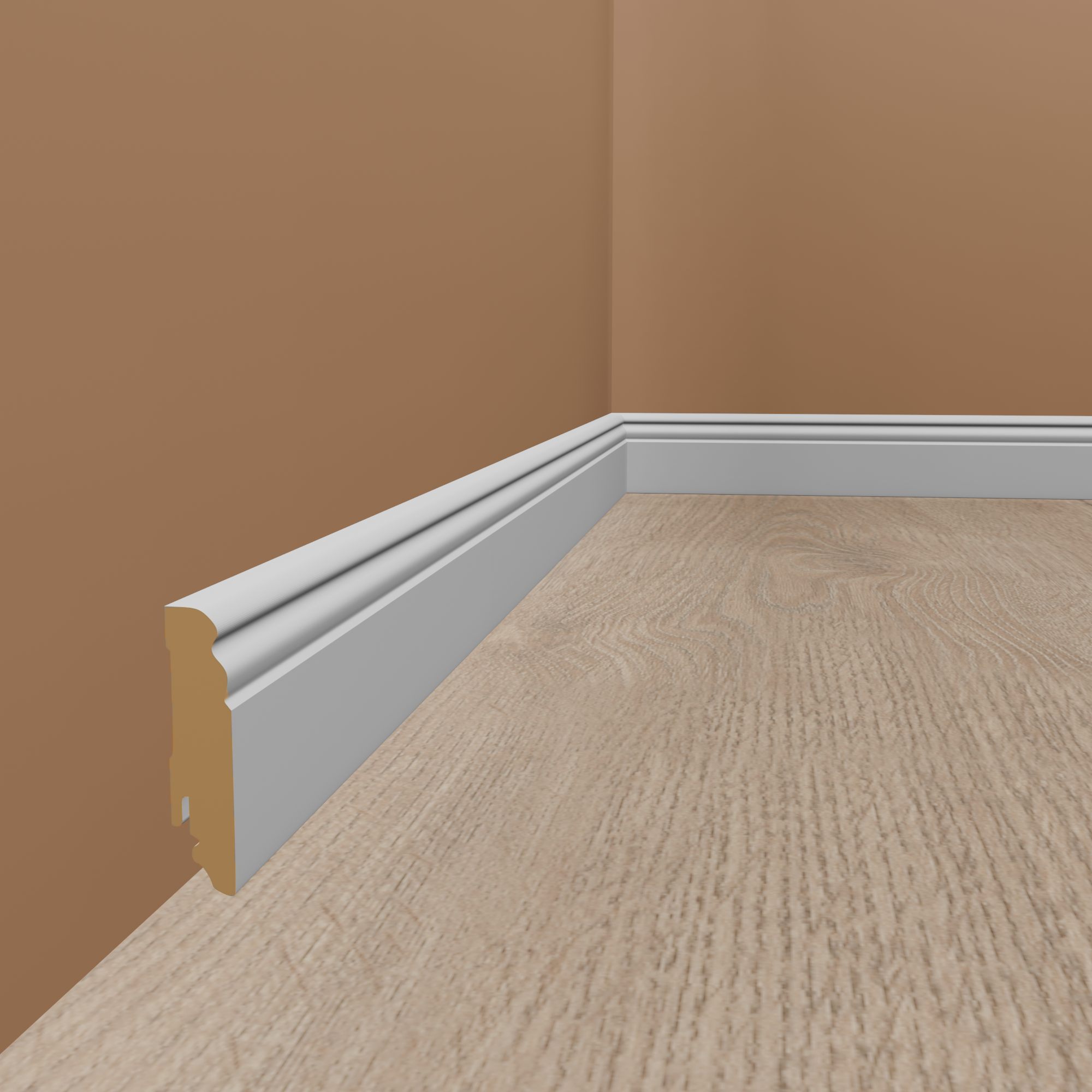 PROVISTON Perfil Hamburgo Rodapié de MDF 19 x 80 x 2400 mm Rodapié con acabado en lámina blanca