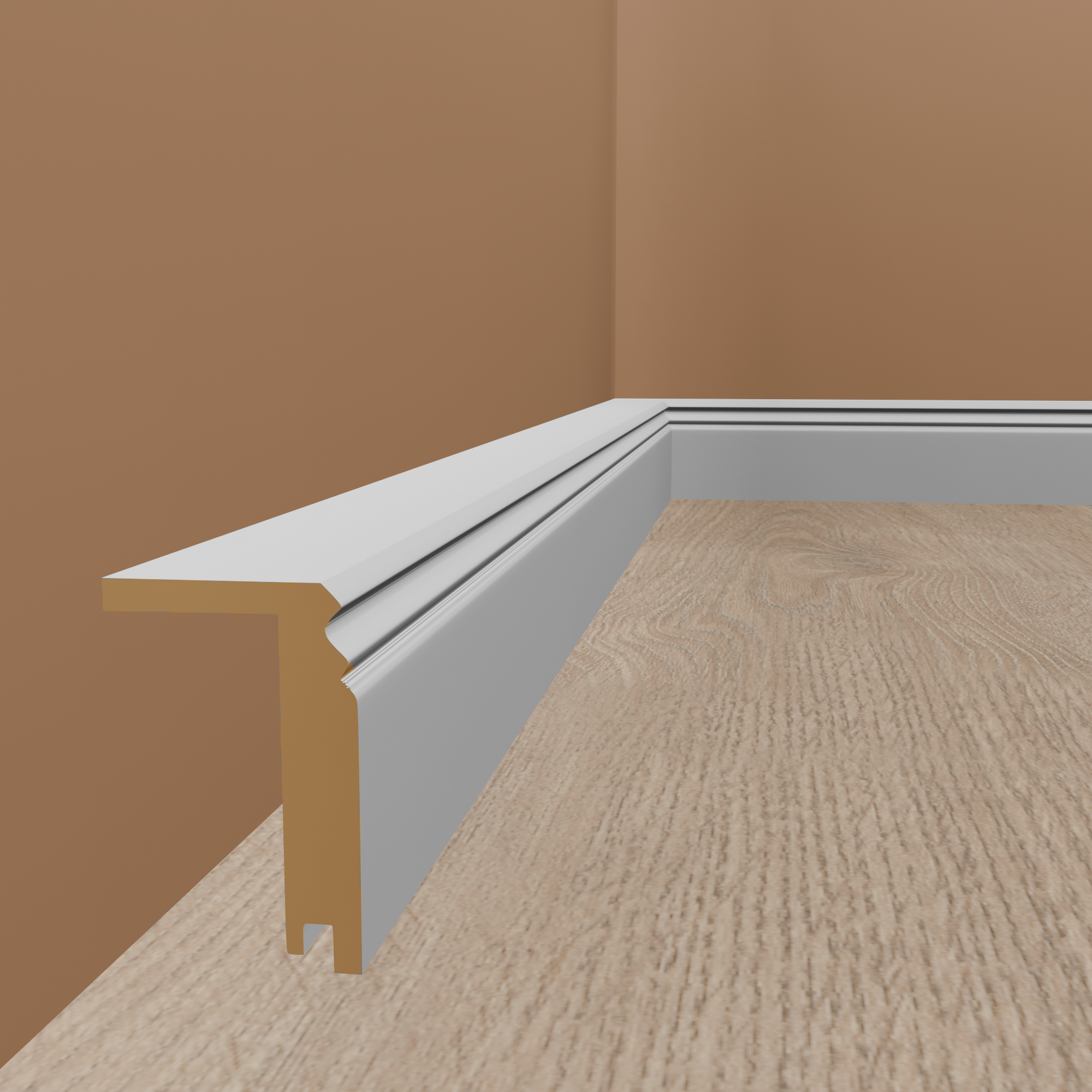 Cubretubos para tuberías de calefacción, perfil Berlín, 64 x 96 x 2500 mm, MDF, laminado, blanco, de PROVISTON